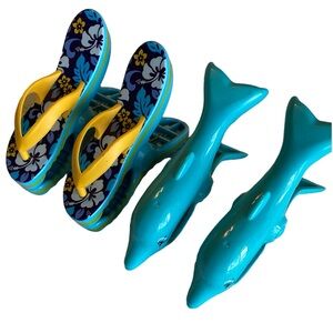 Boca Clips Beach or Pool Towel Chair Clips Dolphin and Sandal Towel Clips